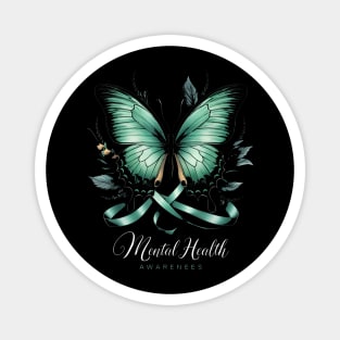 Womens Mental Health Awareness Butterflies Green Ribbon Girl Magnet